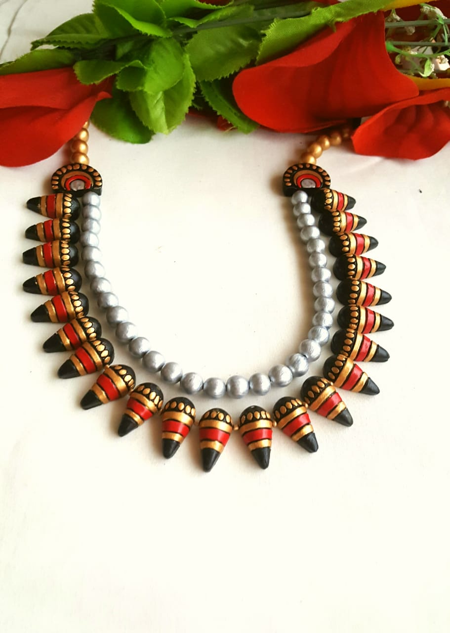 Black and Silver Terracotta Jewellery