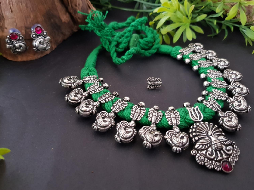 Threaded Temple Jewellery Set-TTJS004