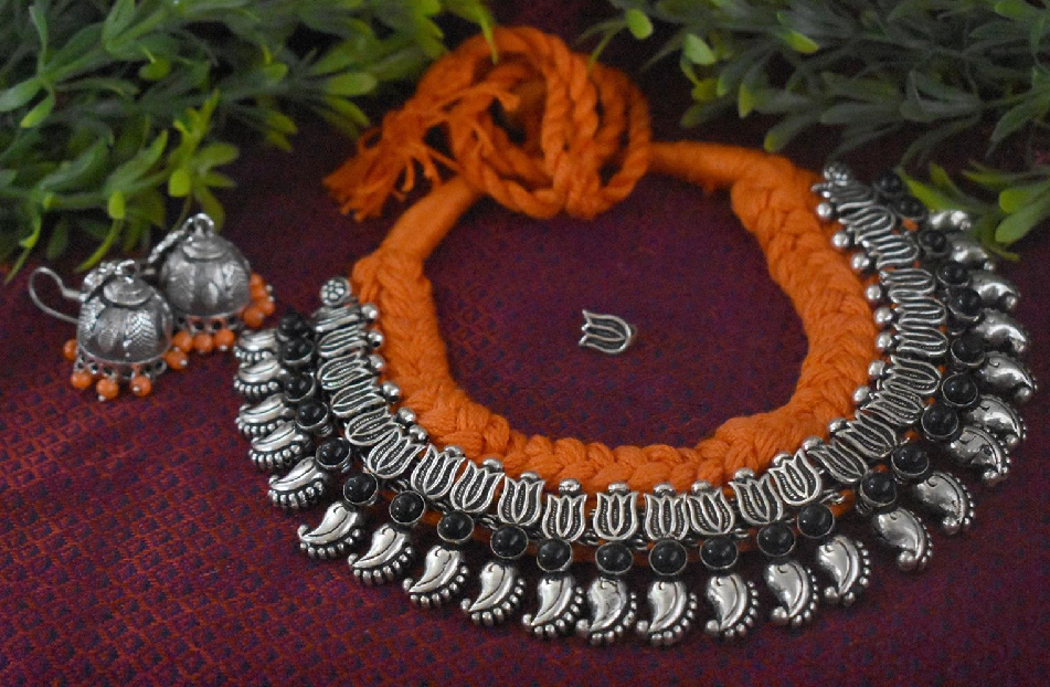 Threaded Temple Jewellery Set-TTJS012