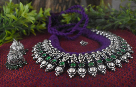 Threaded Temple Jewellery Set-TTJS018