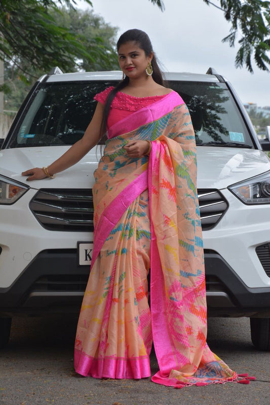 Tie-Dye Print Kota Saree-KOTASRE090