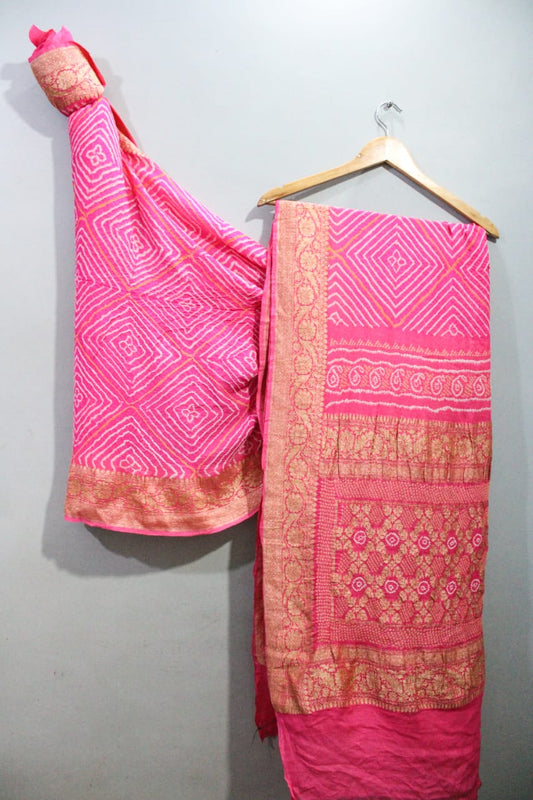 Traditional Baby Pink Bandini saree