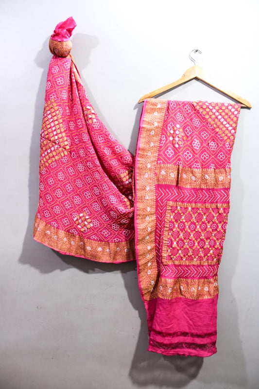 Traditional Pink Bandhini Saree