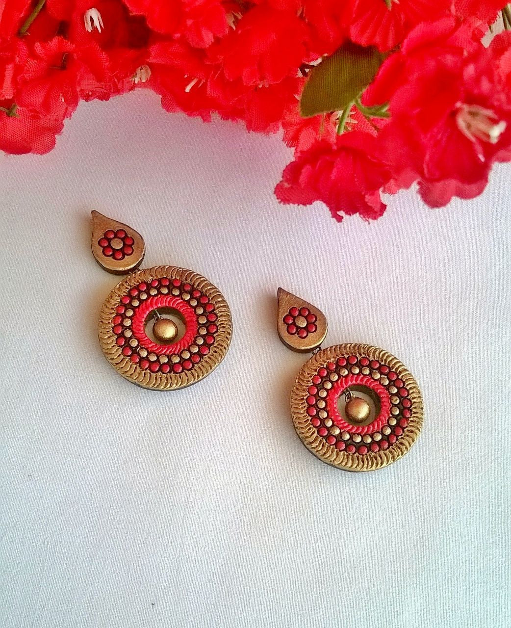Trendy Red Terracotta Earrings