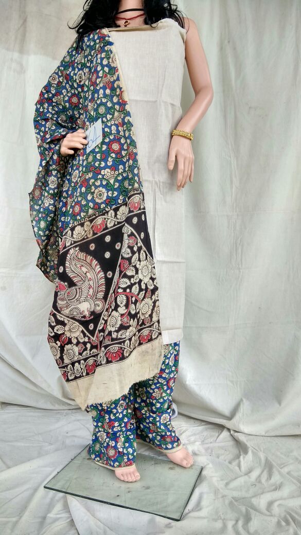 Handloom kalamkari Dress materials... - Mrithika Fashions | Facebook