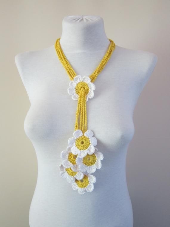 Yellow Floral Crochet Jewellery 002