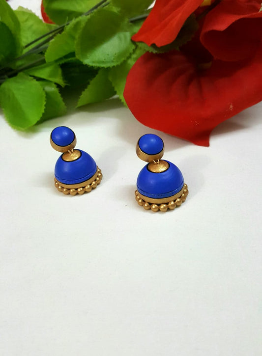 Royal Blue and Golden Terracotta Earring