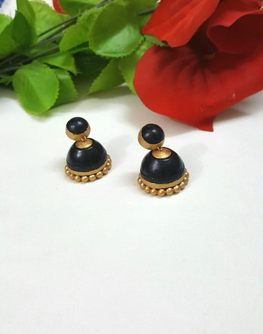 Black and Golden Terracotta Earring