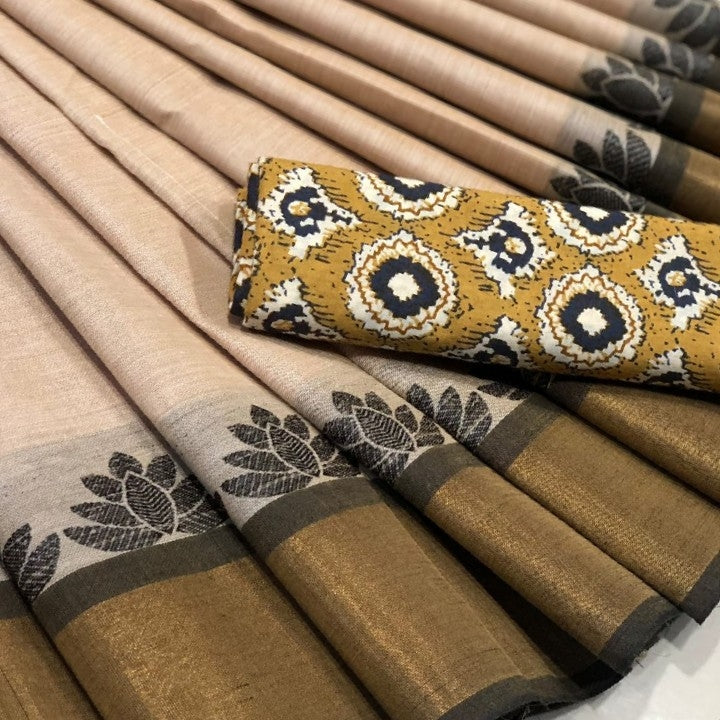 Chettinad Cotton Saree-Cream Colour