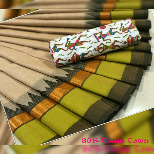 Cream colour Chettinad saree with blouse