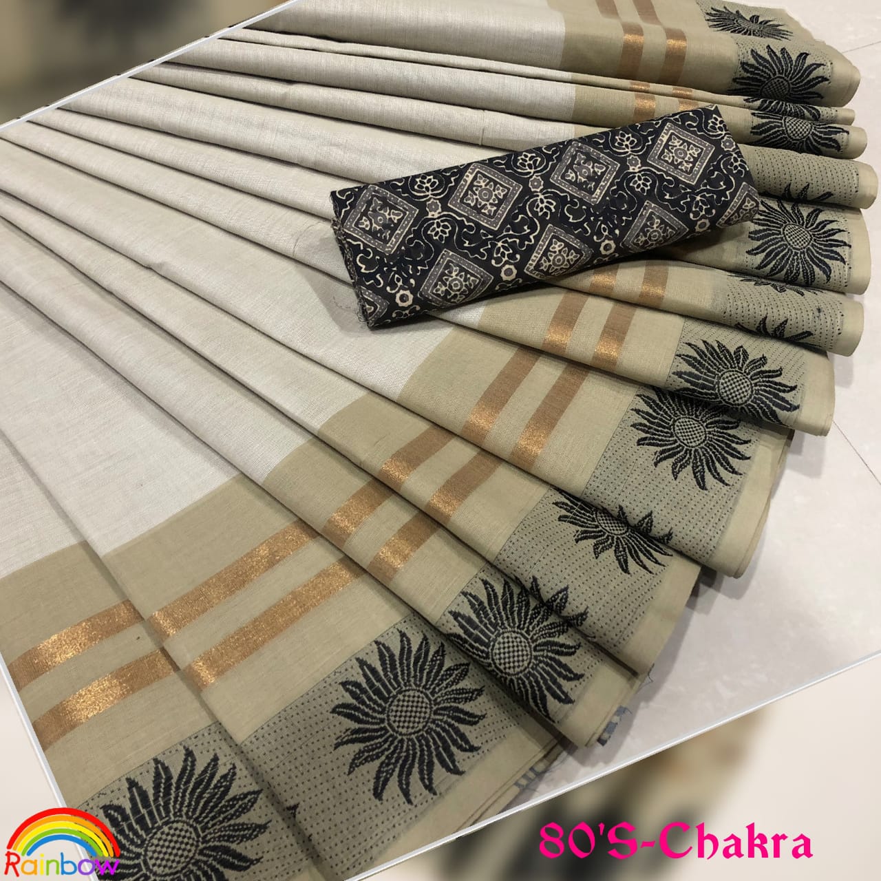 Cream Chettinad Cotton Sarees