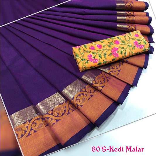 Navy Blue Cotton Saree