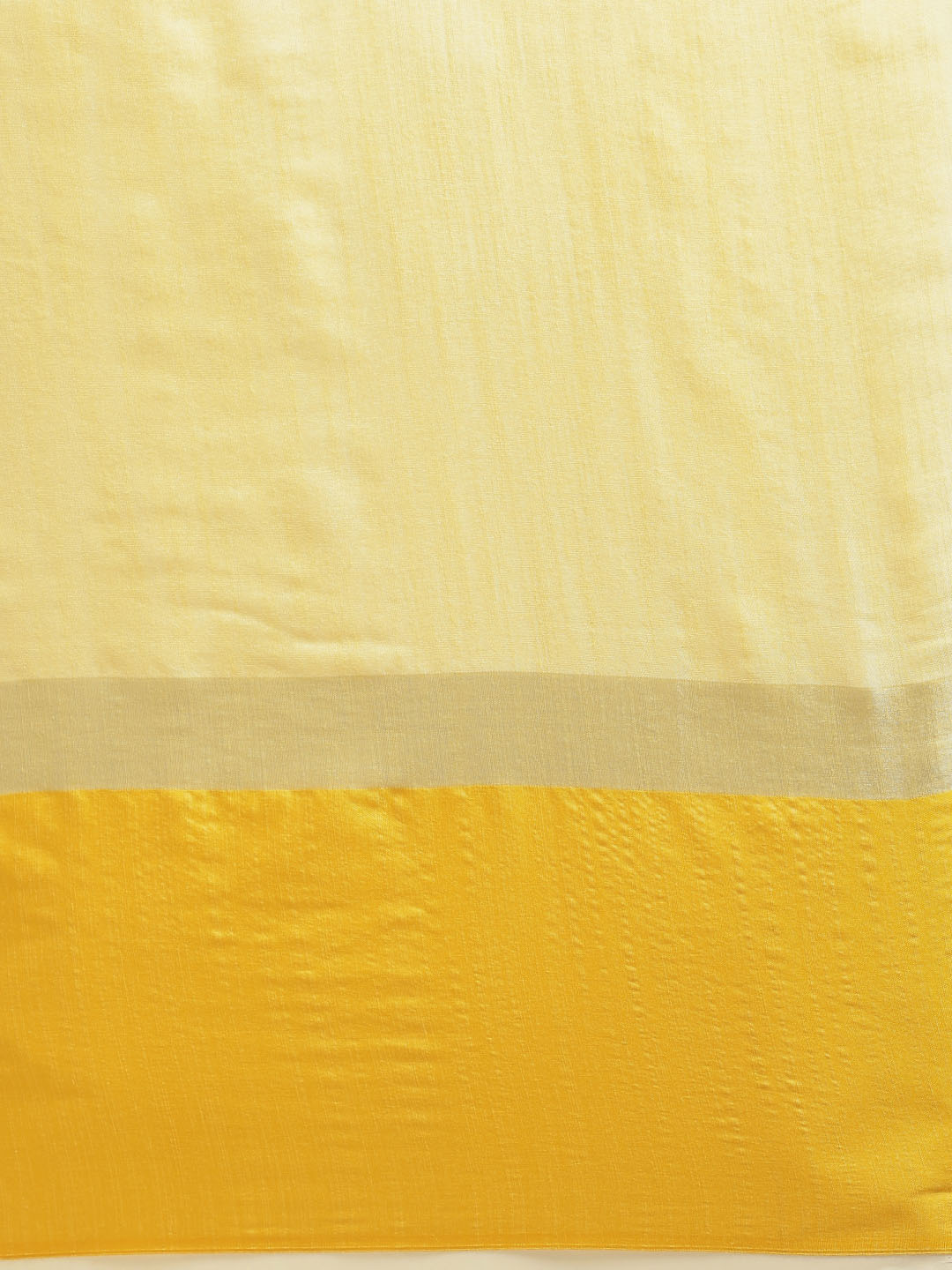 Yellow Attractive Big Border Angolla Linen Saree (Blend)