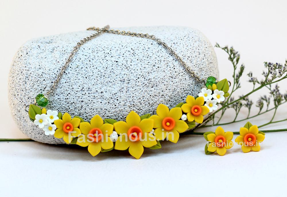 Yellow Floral Mini Collar Set-ZAPCNS-030