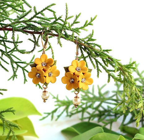 Yellow Floral Polymer Clay earrings