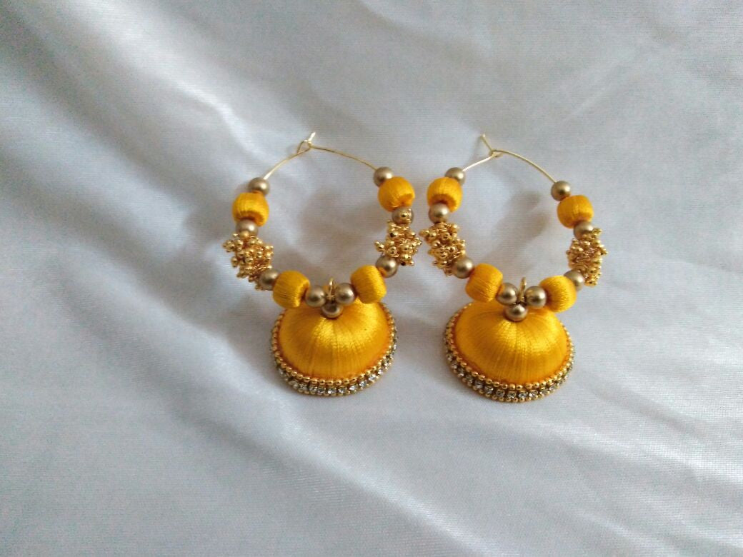 Yellow Silk Thread Earrings
