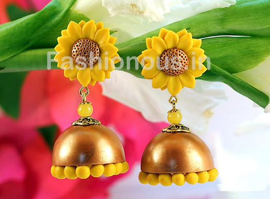 Yellow and Golden Sunflower Jhumla-ZAPCJH-021