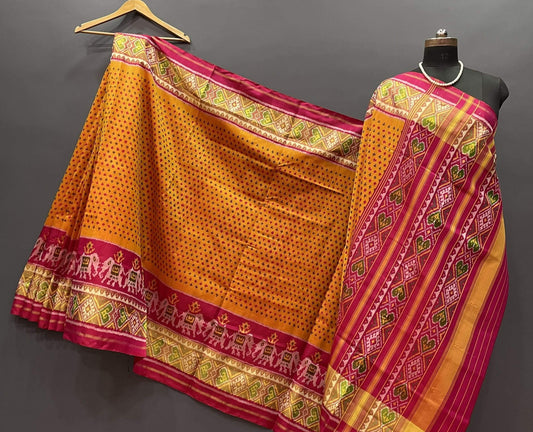 Yellow and Red Pure Silk Patola Saree