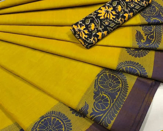 Yellow  Pure Cotton Saree CPC 004