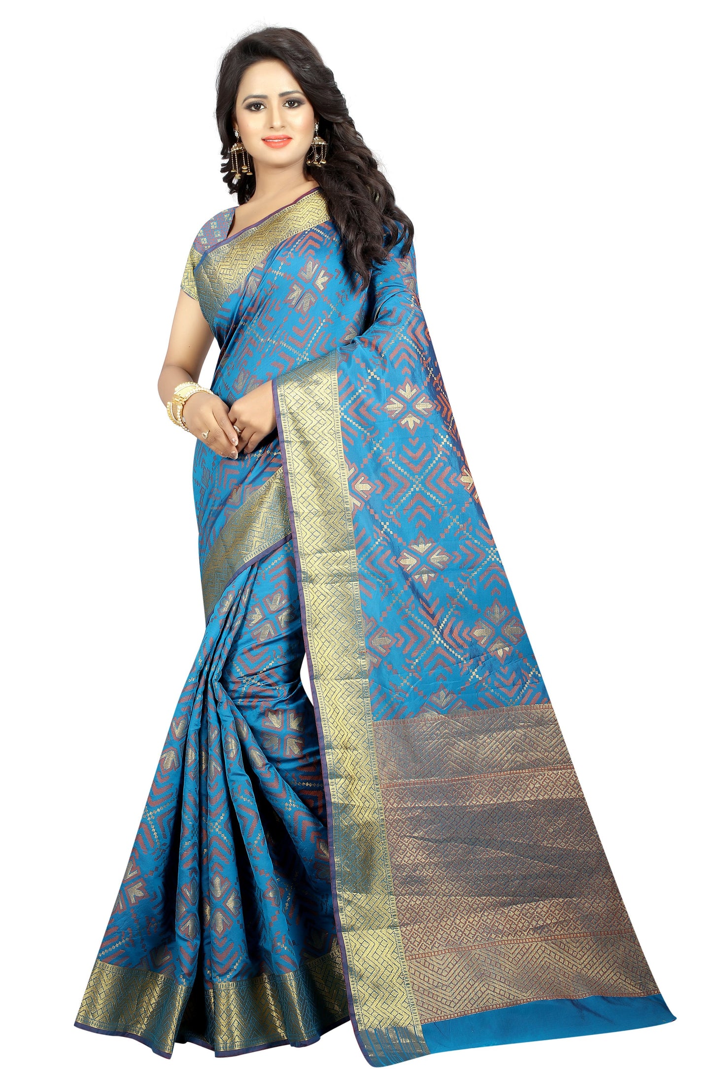 Zalak Light Blue Banarasi Jacquard Silk Saree-SRP-JS-19 light blue coloured grand saree