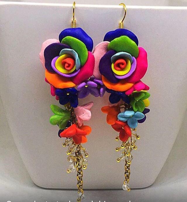 Multi Color Sunflower Hoops Polymer Clay Earrings