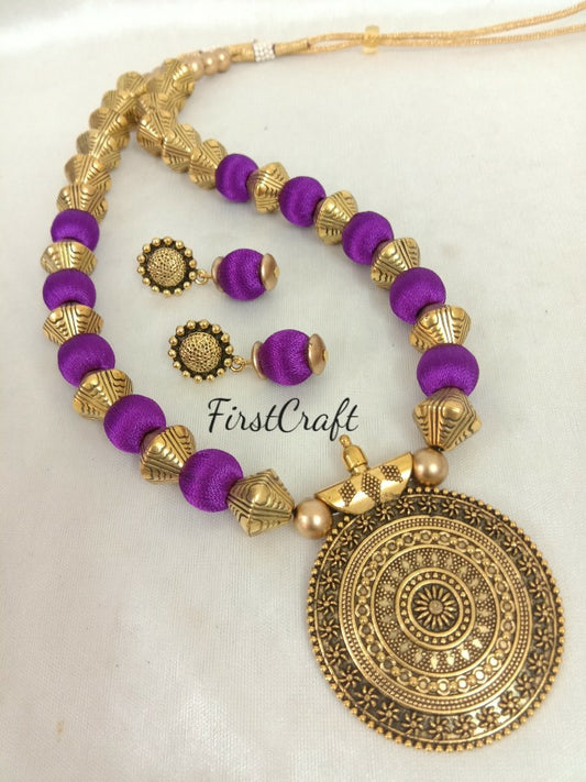 Violet-Golden Silk Thread Jewellery- GAM03